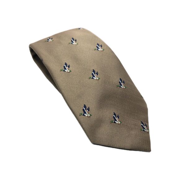 Vintage Flying Ducks Hunter Mallards Polyester Silk Blend Neck Tie - Picture 1 of 5
